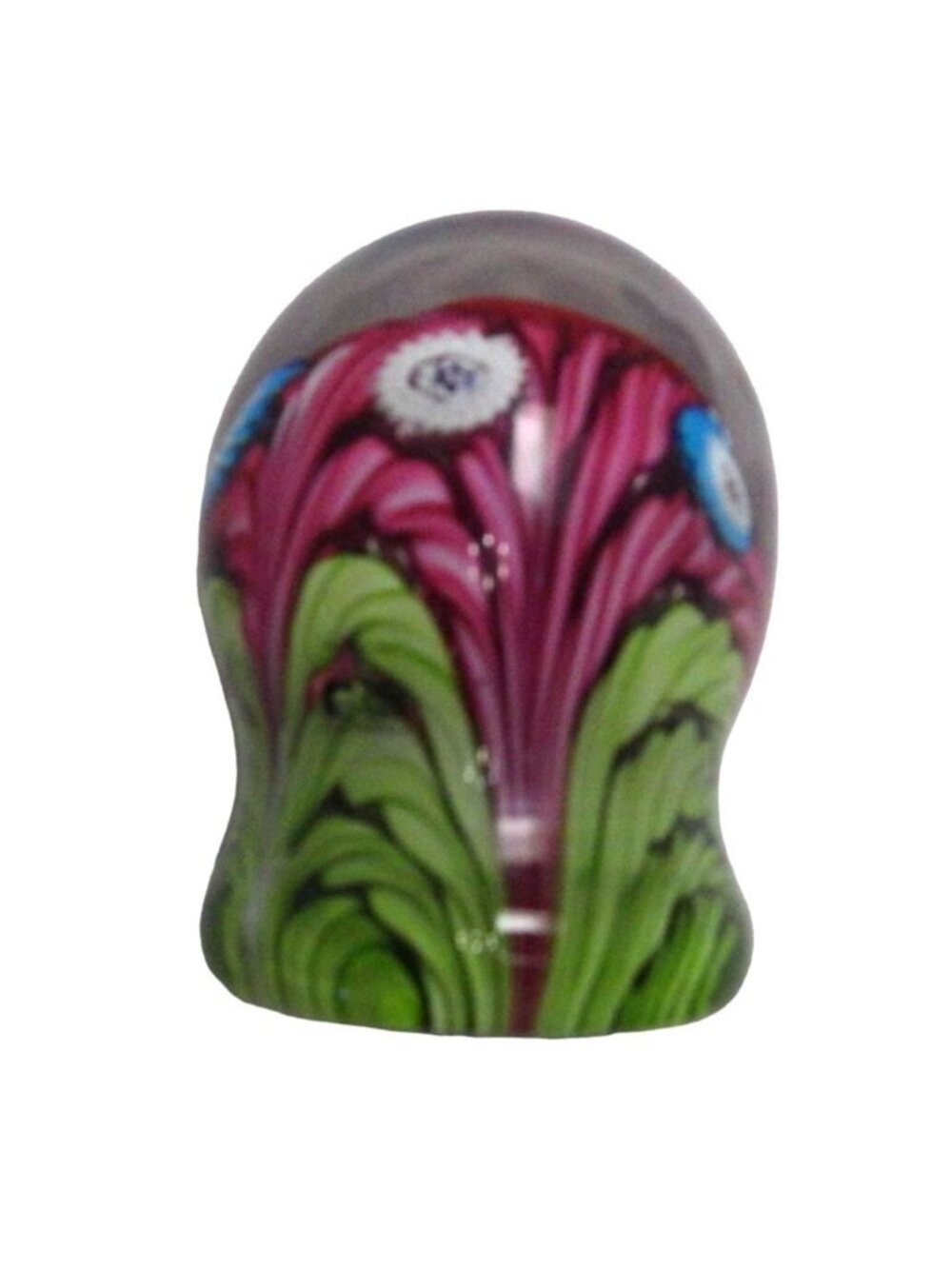 Fratelli Toso Murano Paperweight Globe Green Red Ribbons Millefiori Flower - Picture 8 of 11